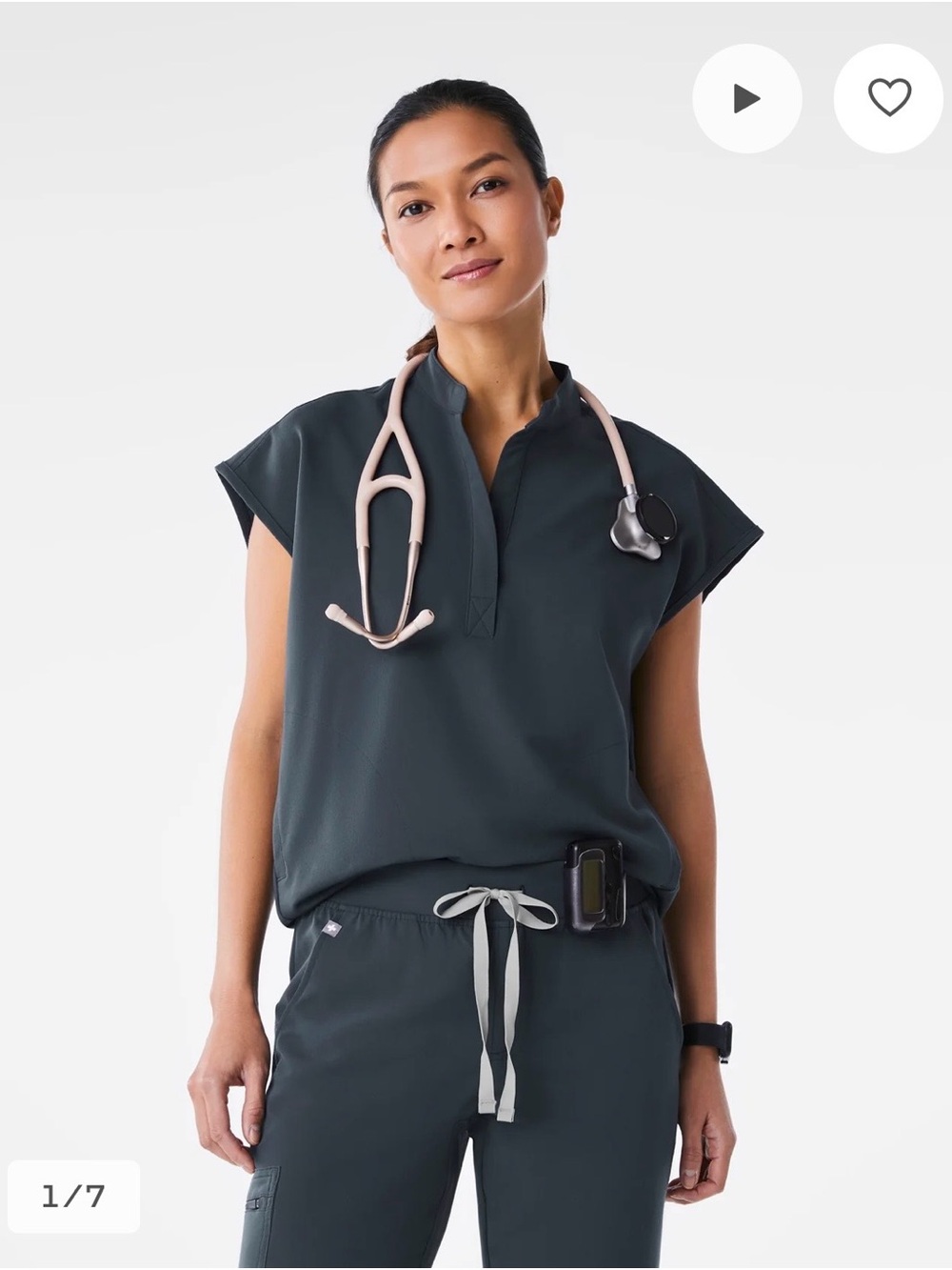 💊FIGS Rafaela scrub top in dark harbor L💊